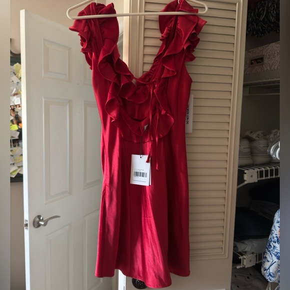 Elegant Red Ruffle Dress - Picture 6 of 6